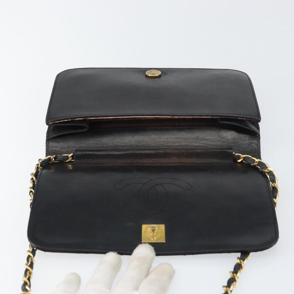 CHANEL Matelasse Chain Shoulder Bag Lamb Skin Black Gold CC Auth bs31513 - Picture 10 of 16